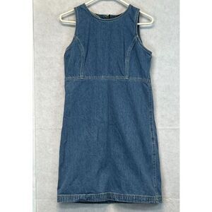 Y2K OLD NAVY Dress Women’s Sz 6 Blue Jeans Denim Mini Sleeveless Sheath Vintage